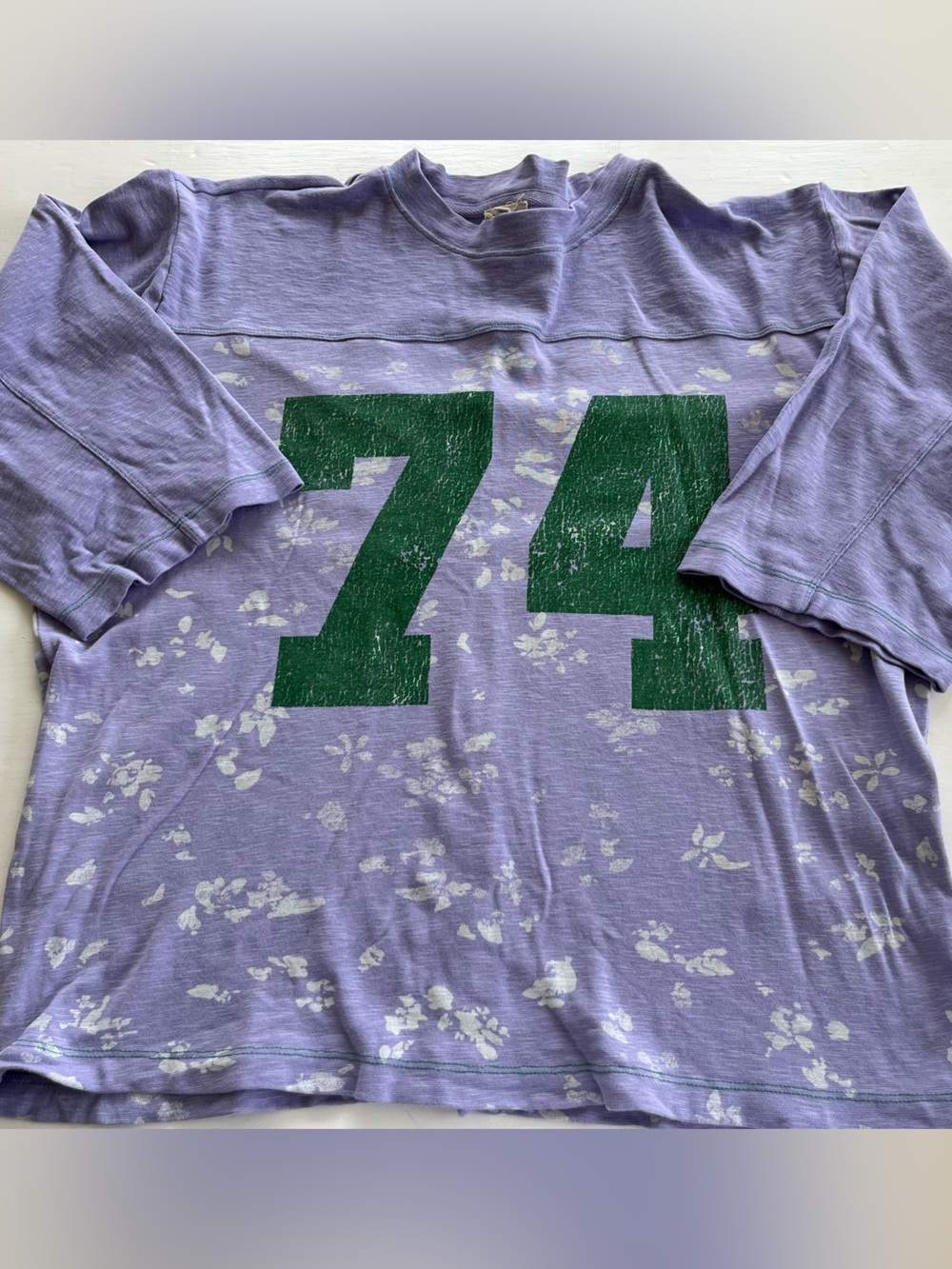 Anthropologie Sports Jersey Themed T-Shirt 3/4 Sleeves Size Medium